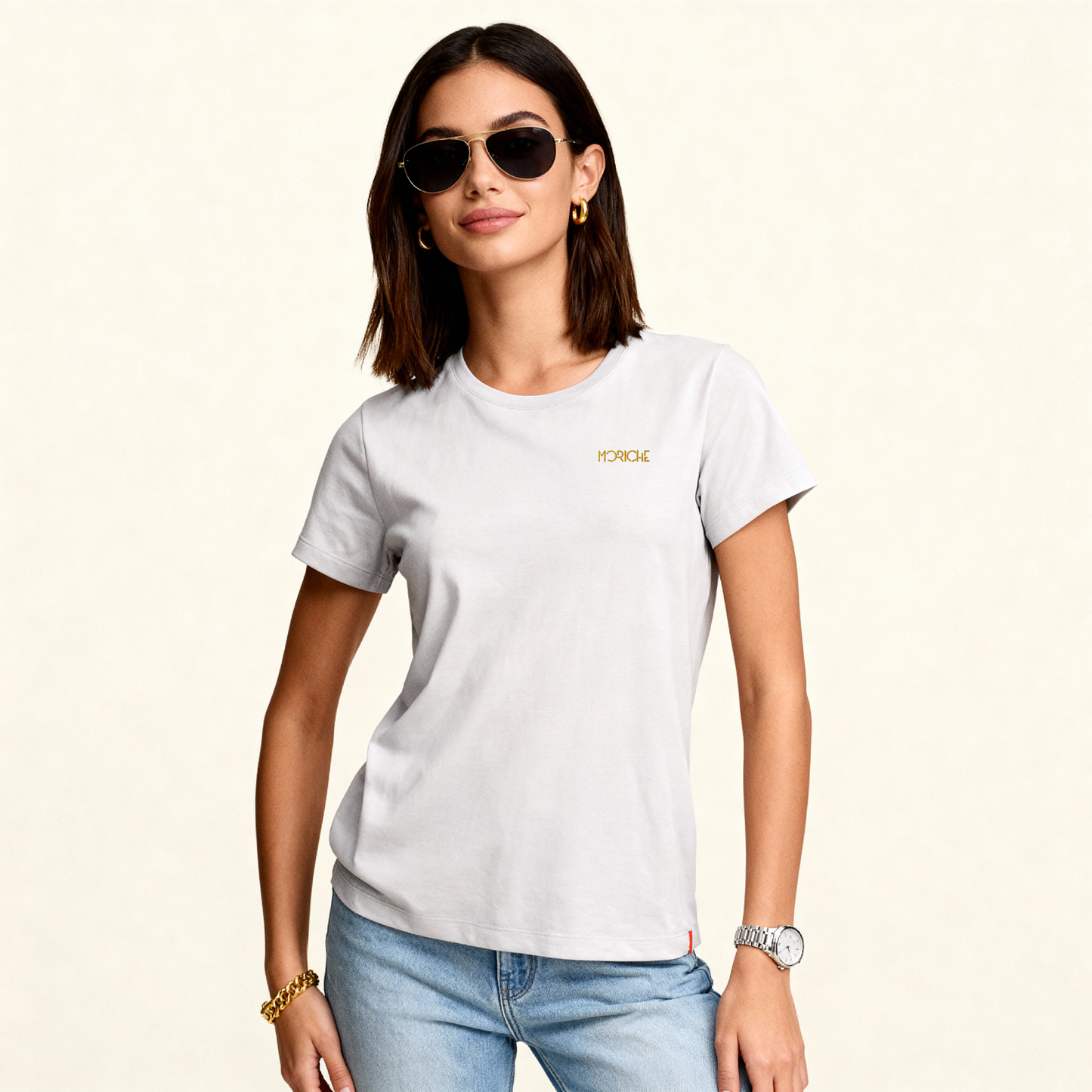 Moriche Dames T-shirt Grijs Bio-katoen en gerecycled polyester.